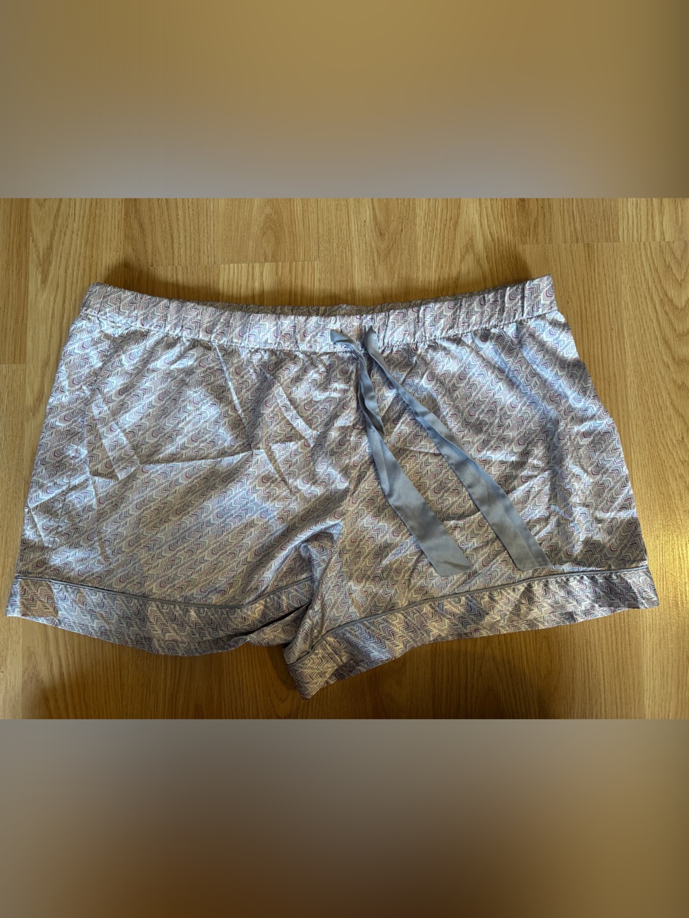 Victoria's Secret Light Blue & Lavender Printed Satin Sleep Shorts